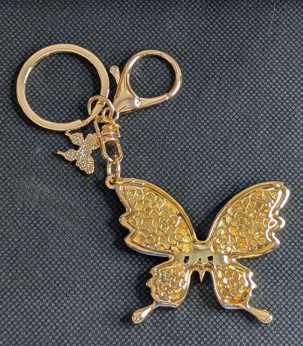 Off Park Crystal Butterfly Keychain or Bag Charm - Gold Tone, Bling - Picture 2 of 5